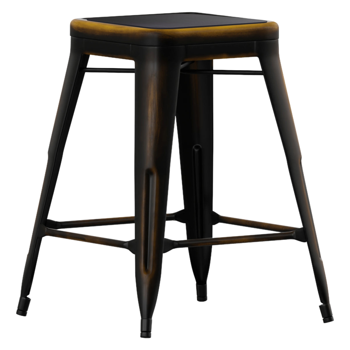 Black Seat/Copper Frame |#| Indoor/Outdoor Backless Counter Stool with Poly Seat - Copper/Black