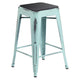 Black Seat/Green-Blue Frame |#| Indoor/Outdoor Backless Counter Stool with Poly Seat - Green Blue/Black