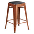 Black Seat/Copper Frame |#| Indoor/Outdoor Kai Commercial Backless Bar Stools with Poly Seats - Copper/Black
