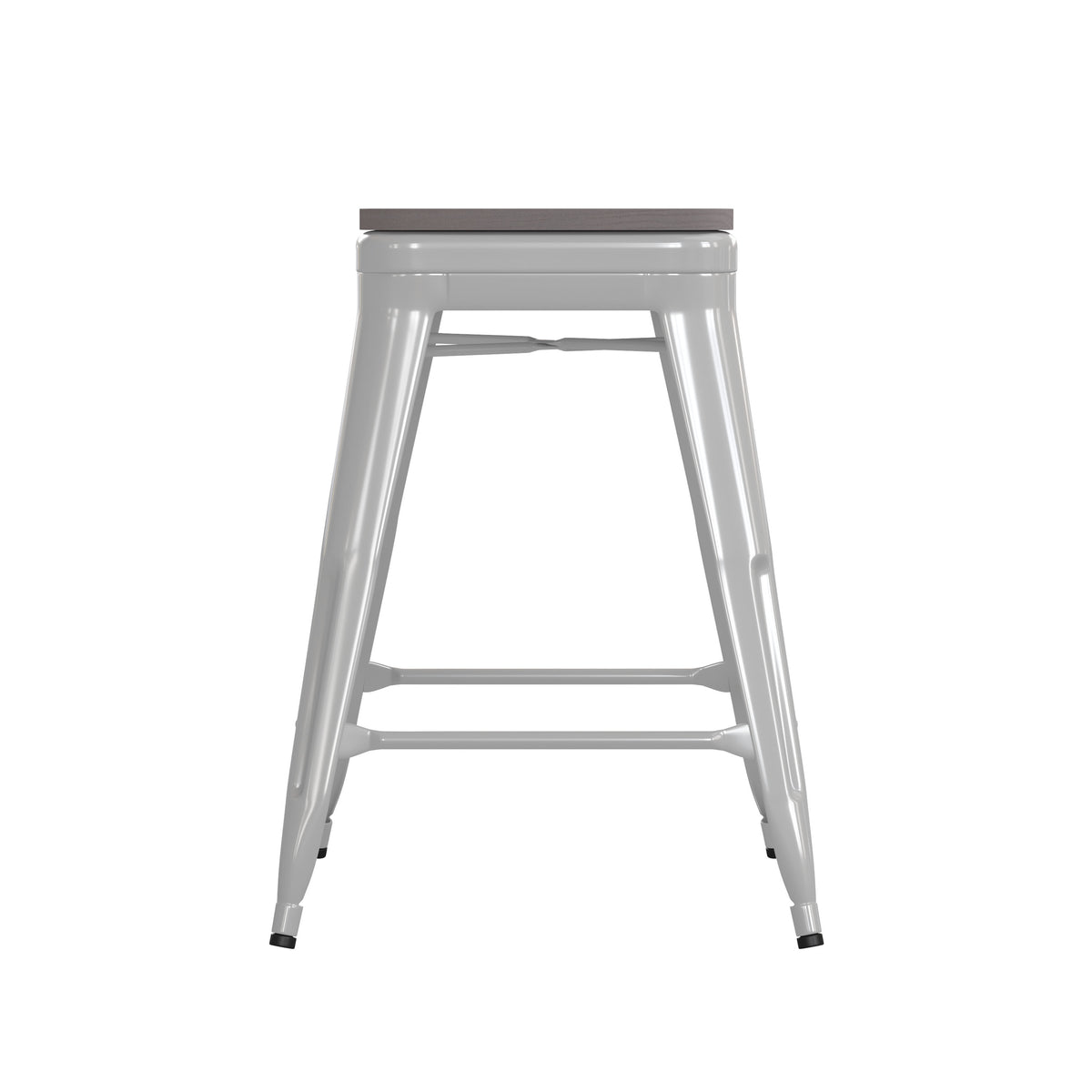 White/Gray |#| Indoor/Outdoor Backless Counter Stool with Poly Seat - White/Gray