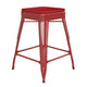 Red/Red |#| Indoor/Outdoor Backless Counter Stool with Poly Seat - Red/Red