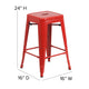 Red/Red |#| Indoor/Outdoor Backless Counter Stool with Poly Seat - Red/Red