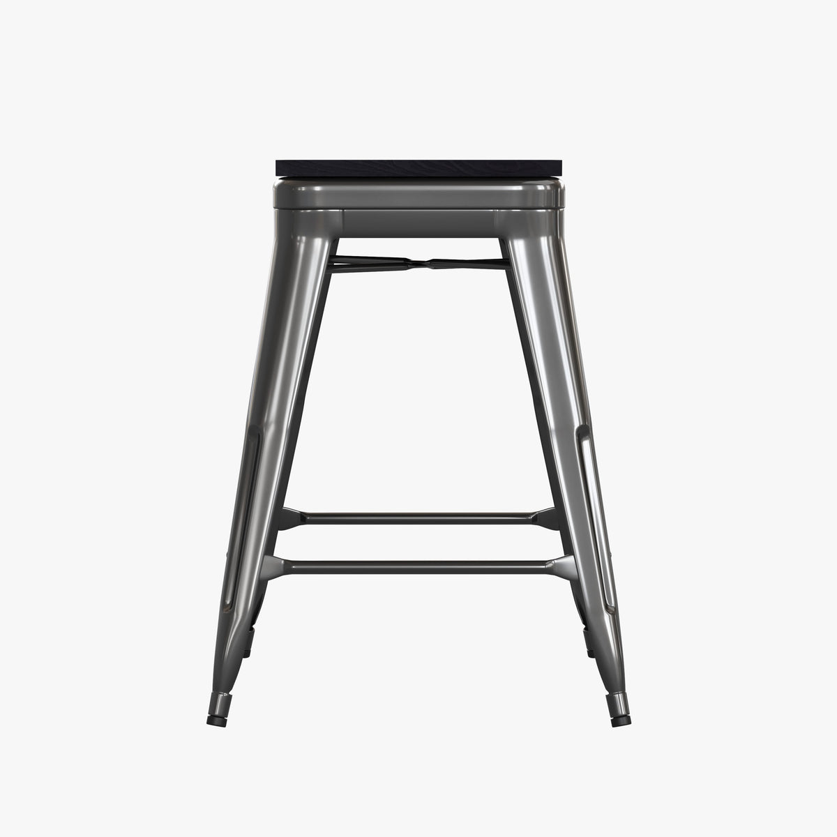 Black/Black |#| Indoor/Outdoor Backless Counter Stool with Poly Seat - Black/Black