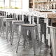 Silver/Gray |#| Indoor/Outdoor Backless Counter Stool with Poly Seat - Silver/Gray