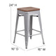 Silver/Gray |#| Indoor/Outdoor Backless Counter Stool with Poly Seat - Silver/Gray