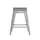 Silver/Gray |#| Indoor/Outdoor Backless Counter Stool with Poly Seat - Silver/Gray