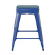 Blue/Teal-Blue |#| Indoor/Outdoor Backless Counter Stool with Poly Seat - Blue/Teal-Blue