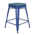 Kai Commercial Grade 24" High Backless Metal Indoor-Outdoor Counter Height Stool with Poly Resin Wood Seat