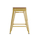 Teak Seat/Yellow Frame |#| Indoor/Outdoor Backless Counter Stool with Poly Seat - Yellow/Teak