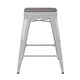 Gray Seat/White Frame |#| Indoor/Outdoor Backless Counter Stool with Poly Seat - White/Gray