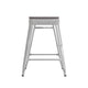 Gray Seat/White Frame |#| Indoor/Outdoor Backless Counter Stool with Poly Seat - White/Gray
