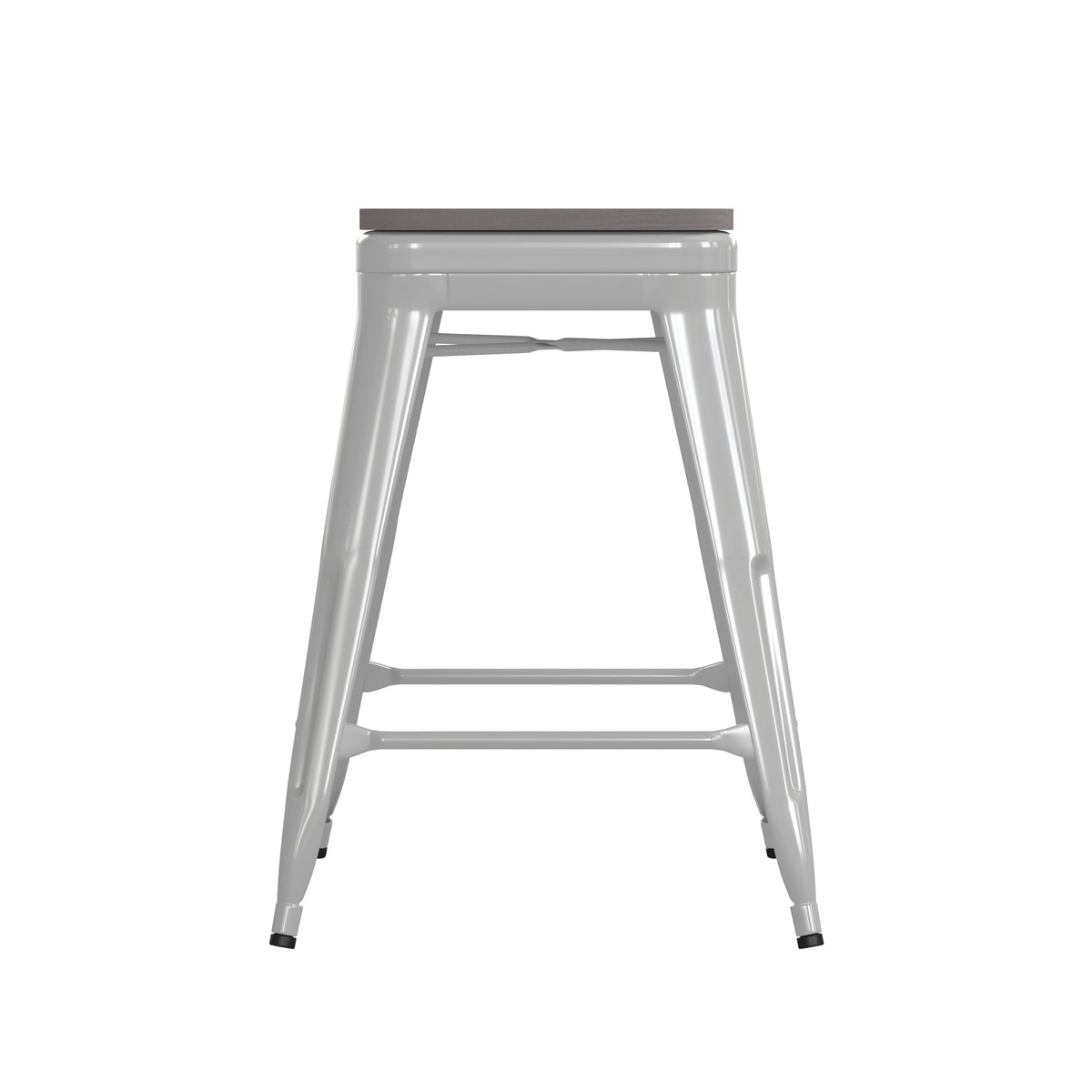 Gray Seat/White Frame |#| Indoor/Outdoor Backless Counter Stool with Poly Seat - White/Gray