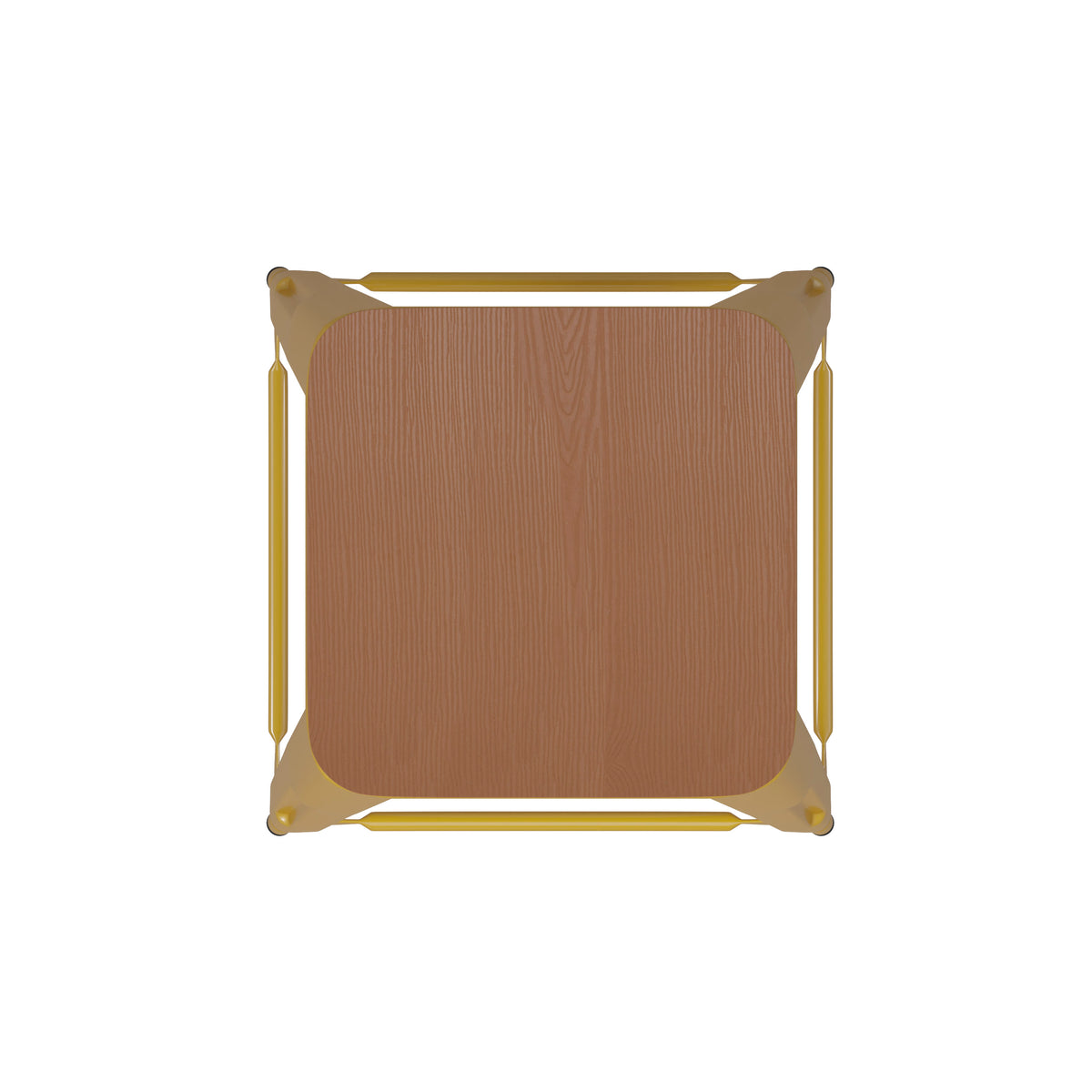 Teak Seat/Yellow Frame |#| Indoor/Outdoor Backless Counter Stool with Poly Seat - Yellow/Teak