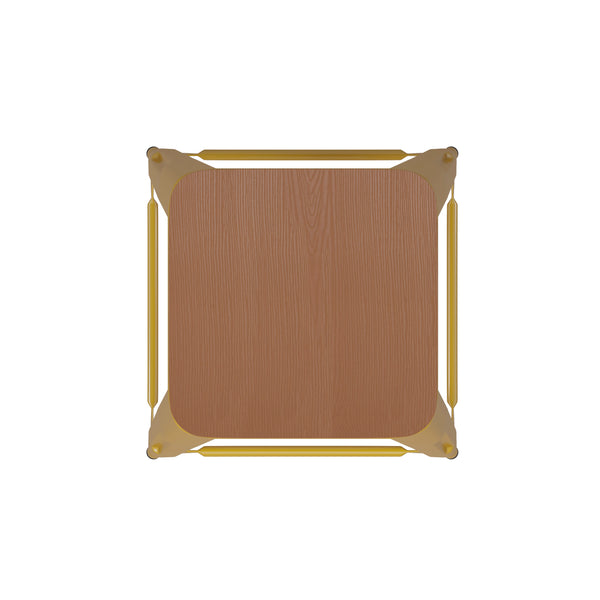 Teak Seat/Yellow Frame |#| Indoor/Outdoor Backless Counter Stool with Poly Seat - Yellow/Teak