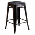 Black Seat/Black-Antique Gold Frame |#| Indoor/Outdoor Backless Counter Stool with Poly Seat - Black-Antique Gold/Black