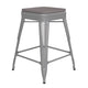 Gray Seat/Silver Frame |#| Indoor/Outdoor Backless Counter Stool with Poly Seat - Silver/Gray