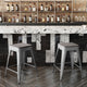 Gray Seat/Silver Frame |#| Indoor/Outdoor Backless Counter Stool with Poly Seat - Silver/Gray