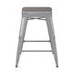 Gray Seat/Silver Frame |#| Indoor/Outdoor Backless Counter Stool with Poly Seat - Silver/Gray