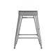 Gray Seat/Silver Frame |#| Indoor/Outdoor Backless Counter Stool with Poly Seat - Silver/Gray