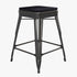 Black Seat/Black Frame |#| Indoor/Outdoor Backless Counter Stool with Poly Seat - Black/Black