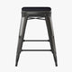 Black Seat/Black Frame |#| Indoor/Outdoor Backless Counter Stool with Poly Seat - Black/Black