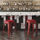 Red Seat/Red Frame |#| Indoor/Outdoor Backless Counter Stool with Poly Seat - Red/Red