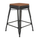 Teak Seat/Black Frame |#| Indoor/Outdoor Backless Counter Stool with Poly Seat - Black/Teak
