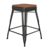 Teak Seat/Black Frame |#| Indoor/Outdoor Backless Counter Stool with Poly Seat - Black/Teak