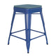 Teal-Blue Seat/Blue Frame |#| Indoor/Outdoor Backless Counter Stool with Poly Seat - Blue/Teal-Blue