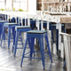 Teal-Blue Seat/Blue Frame |#| Indoor/Outdoor Backless Counter Stool with Poly Seat - Blue/Teal-Blue