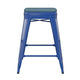 Teal-Blue Seat/Blue Frame |#| Indoor/Outdoor Backless Counter Stool with Poly Seat - Blue/Teal-Blue