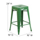 Teak Seat/Green Frame |#| Indoor/Outdoor Backless Counter Stool with Poly Seat - Green/Teak