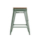 Teak Seat/Green Frame |#| Indoor/Outdoor Backless Counter Stool with Poly Seat - Green/Teak