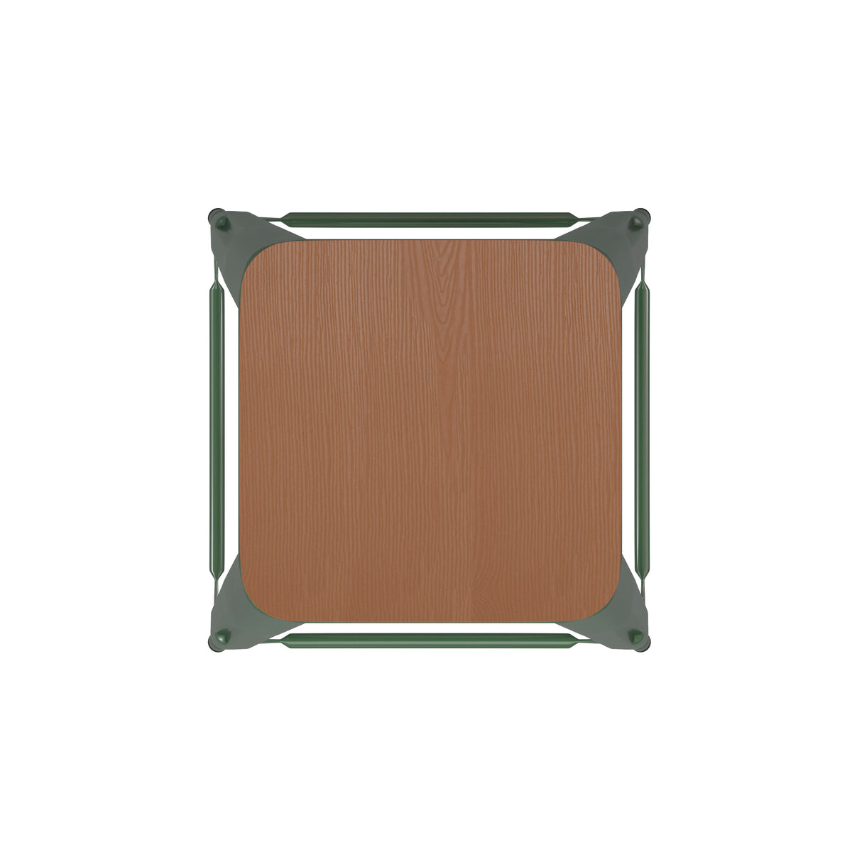 Teak Seat/Green Frame |#| Indoor/Outdoor Backless Counter Stool with Poly Seat - Green/Teak