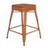 Teak Seat/Orange Frame |#| Indoor/Outdoor Backless Counter Stool with Poly Seat - Orange/Teak