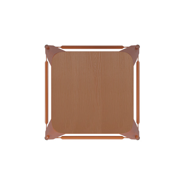 Teak Seat/Orange Frame |#| Indoor/Outdoor Backless Counter Stool with Poly Seat - Orange/Teak