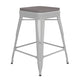 Gray Seat/White Frame |#| Indoor/Outdoor Backless Counter Stool with Poly Seat - White/Gray