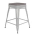 Gray Seat/White Frame |#| Indoor/Outdoor Backless Counter Stool with Poly Seat - White/Gray