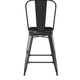Black/Black |#| All-Weather Commercial Counter Stool with Removable Back/Poly Seat-Black/Black
