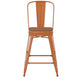 Orange/Teak |#| All-Weather Commercial Counter Stool with Removable Back/Poly Seat-Orange/Teak