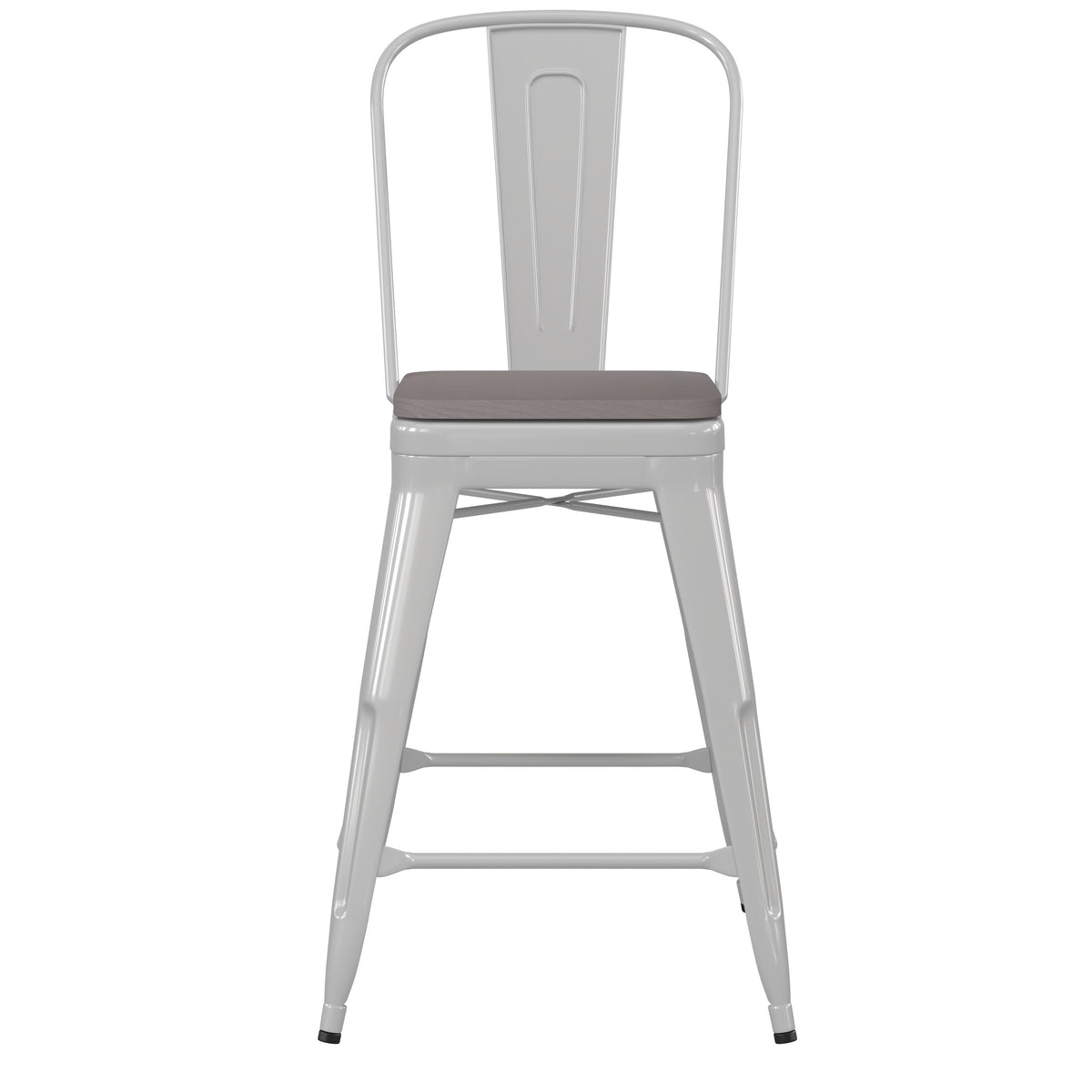 White/Gray |#| All-Weather Commercial Counter Stool with Removable Back/Poly Seat-White/Gray