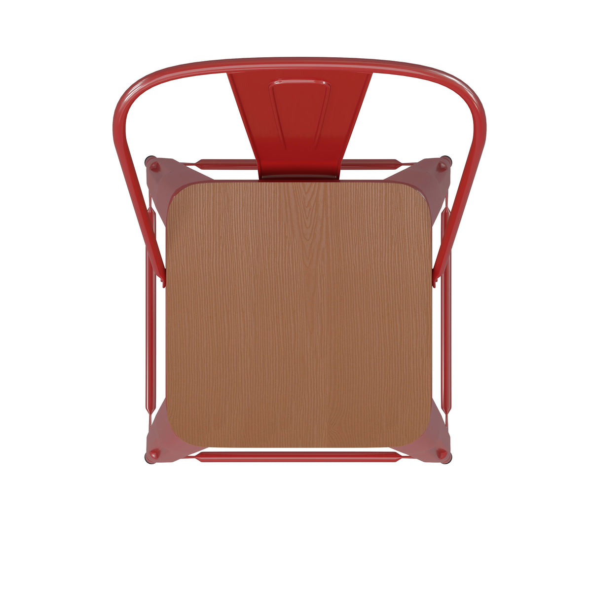 Red/Teak |#| All-Weather Commercial Counter Stool with Removable Back/Poly Seat-Red/Teak