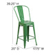 Green/Teak |#| All-Weather Commercial Counter Stool with Removable Back/Poly Seat-Green/Teak