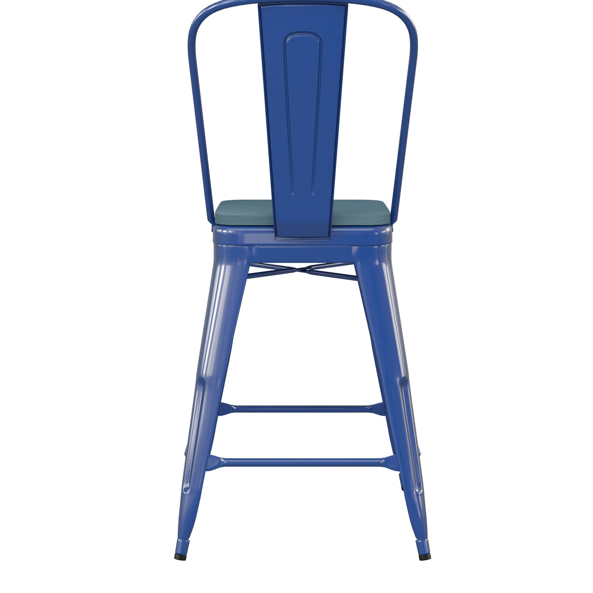 Blue/Teal-Blue |#| All-Weather Commercial Counter Stool with Removable Back/Poly Seat-Blue/Teal