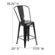 Black/Black |#| All-Weather Commercial Counter Stool with Removable Back/Poly Seat-Black/Black