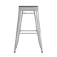 White/Gray |#| Indoor/Outdoor Backless Bar Stool with Poly Seat - White/Gray