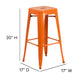 Orange/Teak |#| Indoor/Outdoor Backless Bar Stool with Poly Seat - Orange/Teak