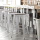 White/Gray |#| Indoor/Outdoor Backless Bar Stool with Poly Seat - White/Gray