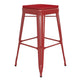 Red/Red |#| Indoor/Outdoor Backless Bar Stool with Poly Seat - Red/Red