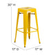 Yellow/Teak |#| Indoor/Outdoor Backless Bar Stool with Poly Seat - Yellow/Teak